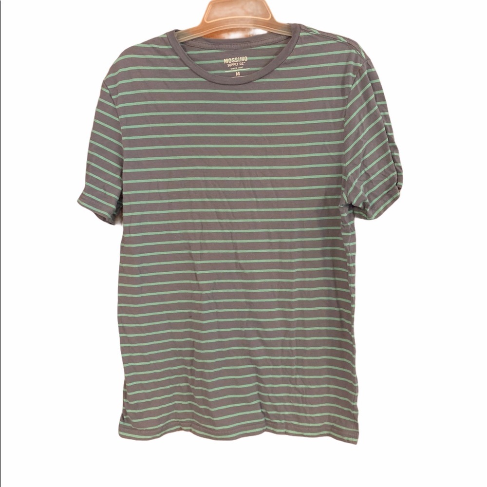 Mossimo Striped Tee Medium Blue Green Soft Stretch Cotton Casual T-Shirt NWOT